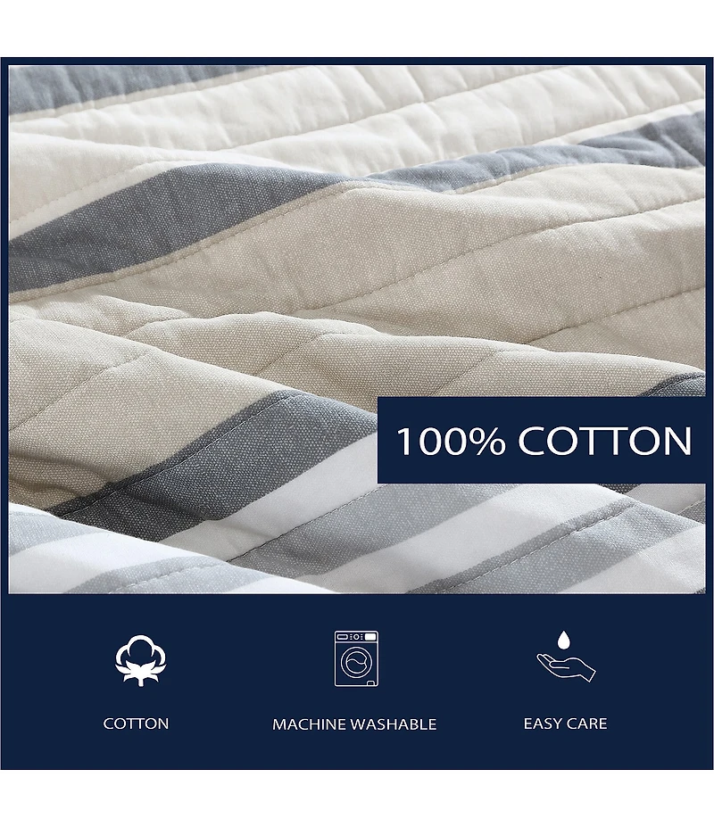 Nautica Dover Striped Cotton Reversible Quilt Mini Set