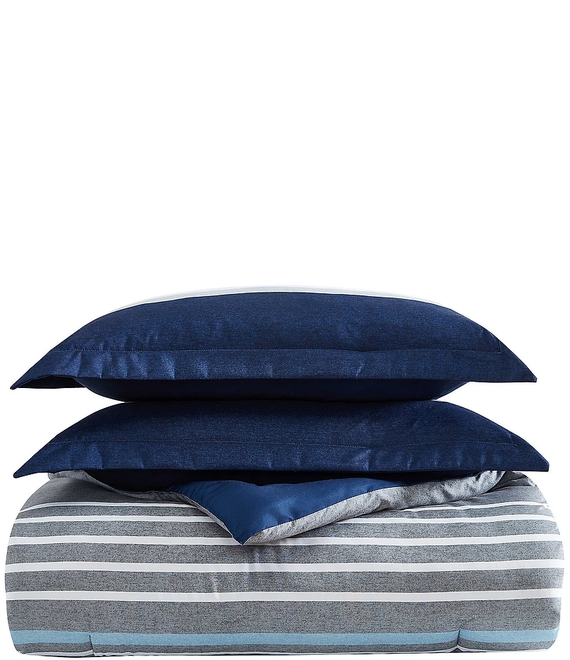 Nautica Heathered Block Grey Microfiber Comforter Mini Set