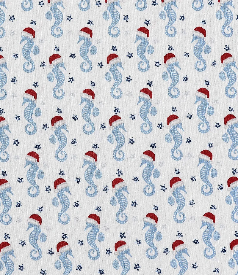 Nautica Holiday Seahorse Blue Flannel Sheet Set