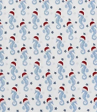Nautica Holiday Seahorse Blue Flannel Sheet Set