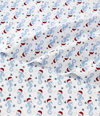 Nautica Holiday Seahorse Blue Flannel Sheet Set