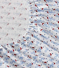Nautica Holiday Seahorse Blue Flannel Sheet Set