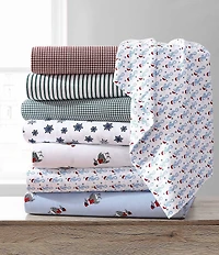 Nautica Holiday Seahorse Blue Flannel Sheet Set