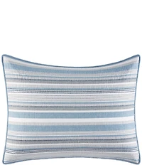 Nautica Jettison White Anchor Reversible Blue Striped Quilt Mini Set
