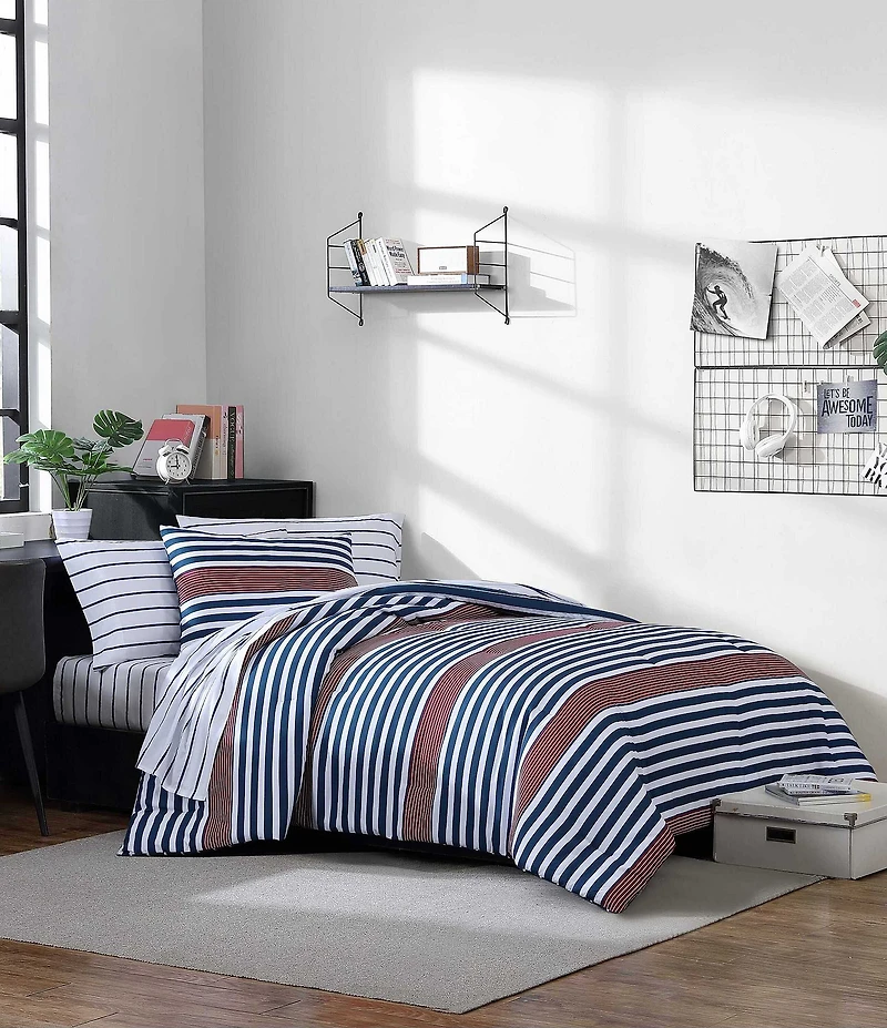 Nautica Kennedy Stripe Microfiber Reversible Comforter Mini Set