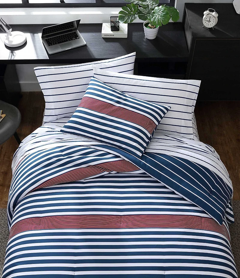 Nautica Kennedy Stripe Microfiber Reversible Comforter Mini Set
