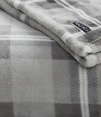 Nautica Lewes Grey Ultra Soft Plush Bed Blanket