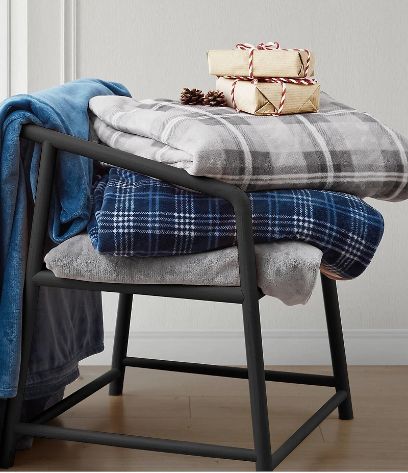 Nautica Lewes Grey Ultra Soft Plush Bed Blanket