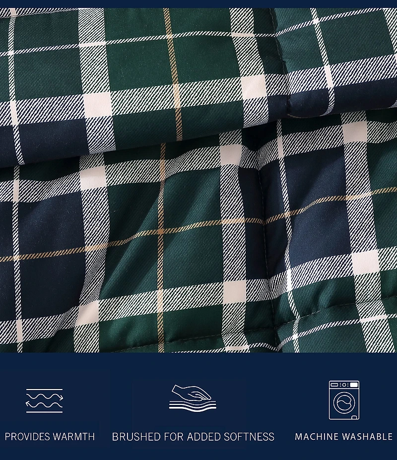 Nautica North Sail Plaid Brushed Microfiber Reversible Mini Comforter Set
