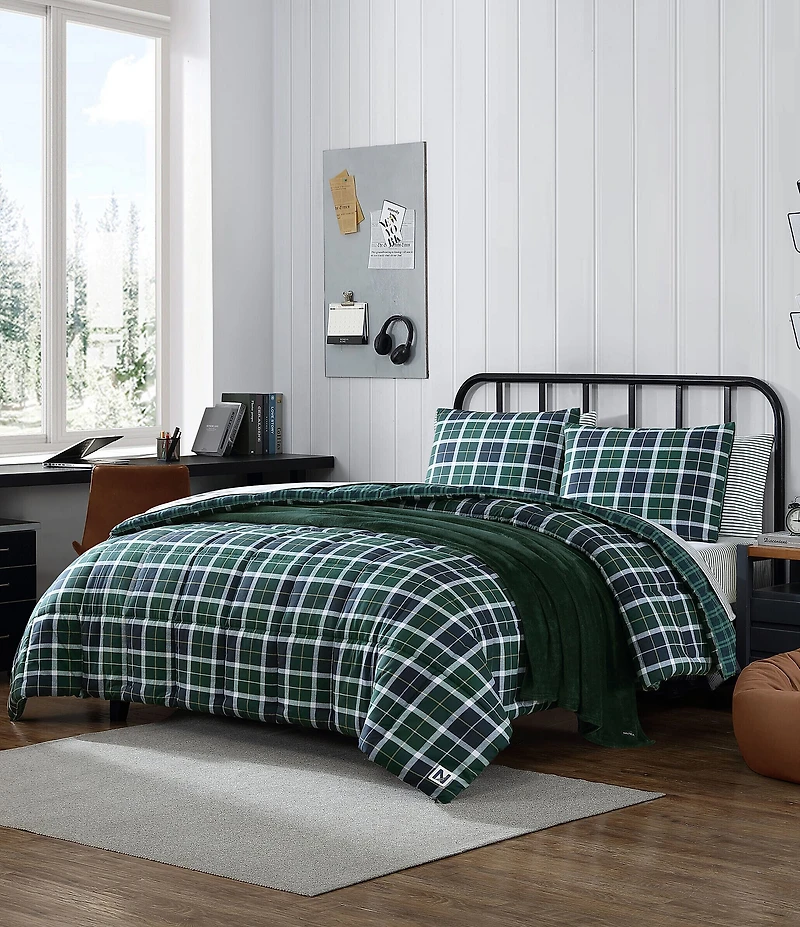 Nautica North Sail Plaid Brushed Microfiber Reversible Mini Comforter Set