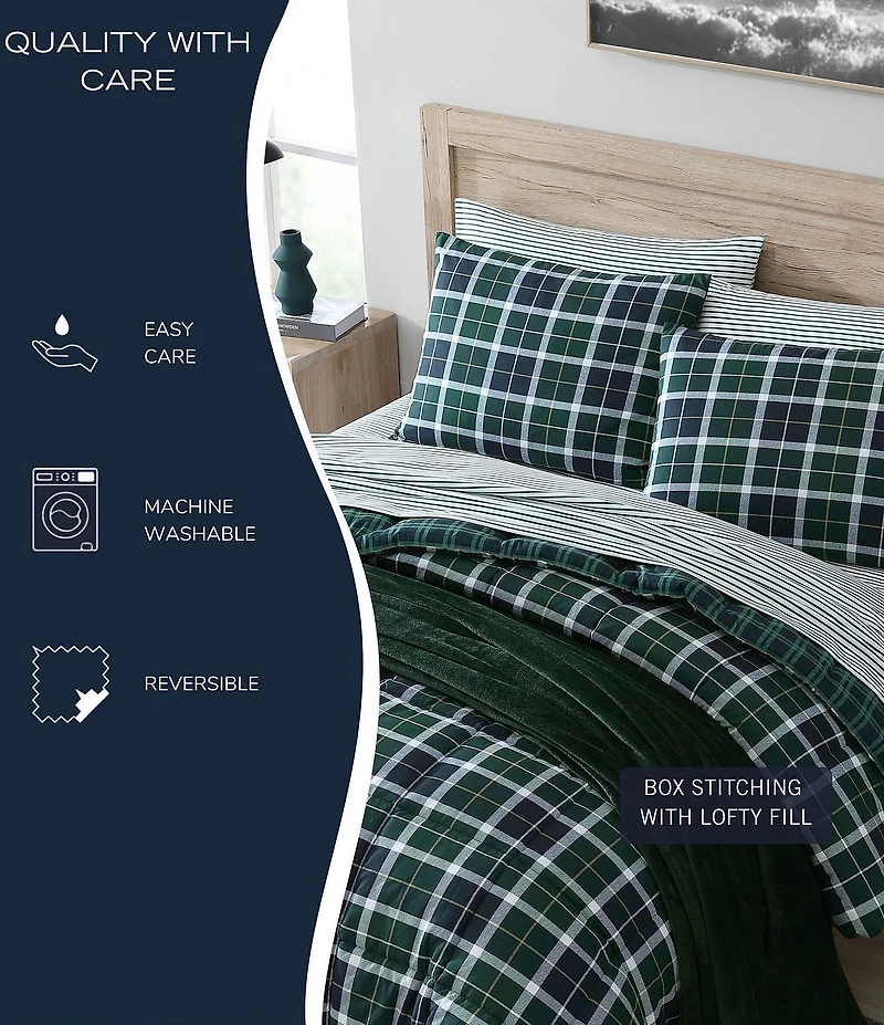 Nautica North Sail Plaid Brushed Microfiber Reversible Mini Comforter Set