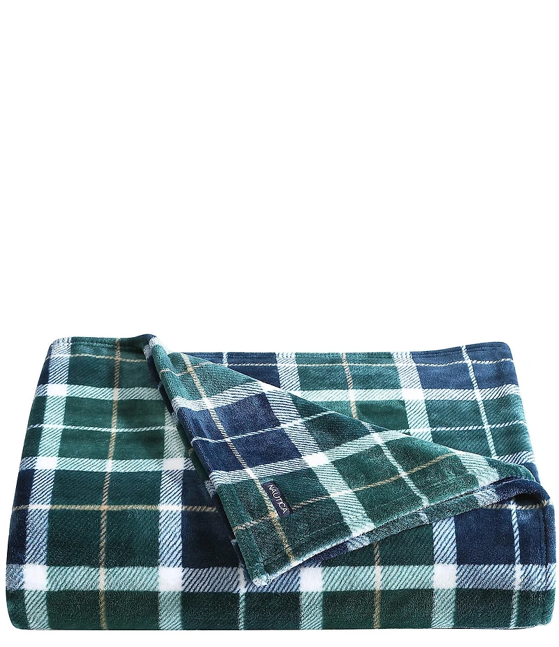Nautica North Sail Plaid Ultra Soft Plush Fleece Bed Blanket