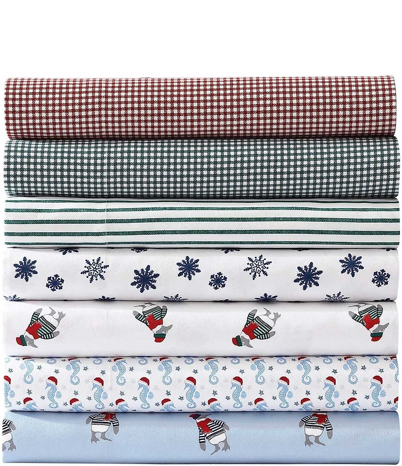 Nautica Penguin Toss Blue Flannel Sheet Set