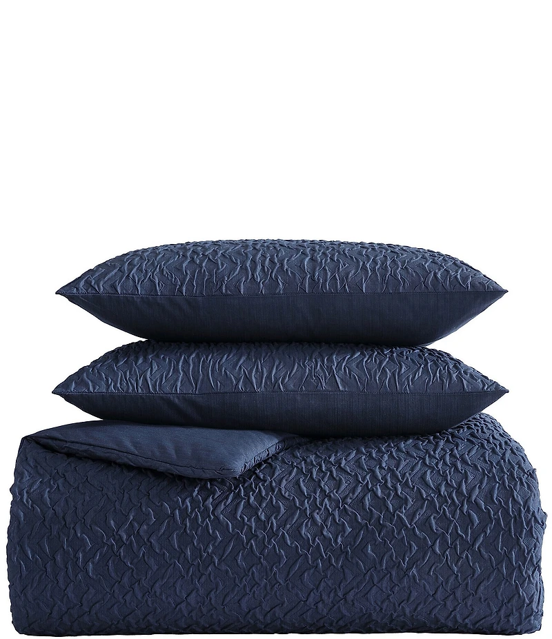 Nautica Point Harbor Navy Embossed Duvet Cover Mini Set