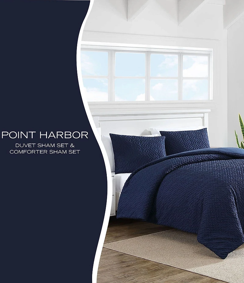 Nautica Point Harbor Navy Embossed Duvet Cover Mini Set