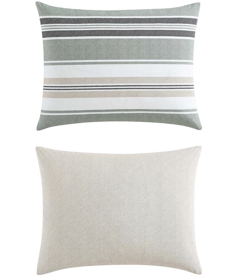 Nautica Prospect Harbor Green Cotton Reversible Comforter and Sham Mini Set