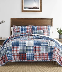 Nautica Raeford Blue Reversible Plaid Quilt Set
