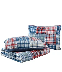 Nautica Raeford Blue Reversible Plaid Quilt Set