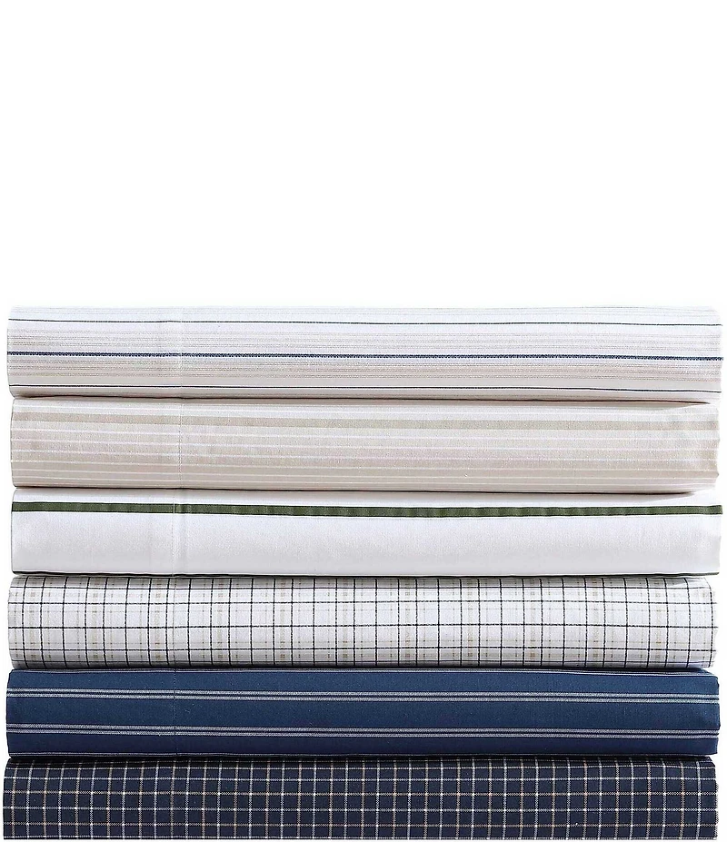 Nautica Reece Plaid Navy Cotton Percale Sheet Set