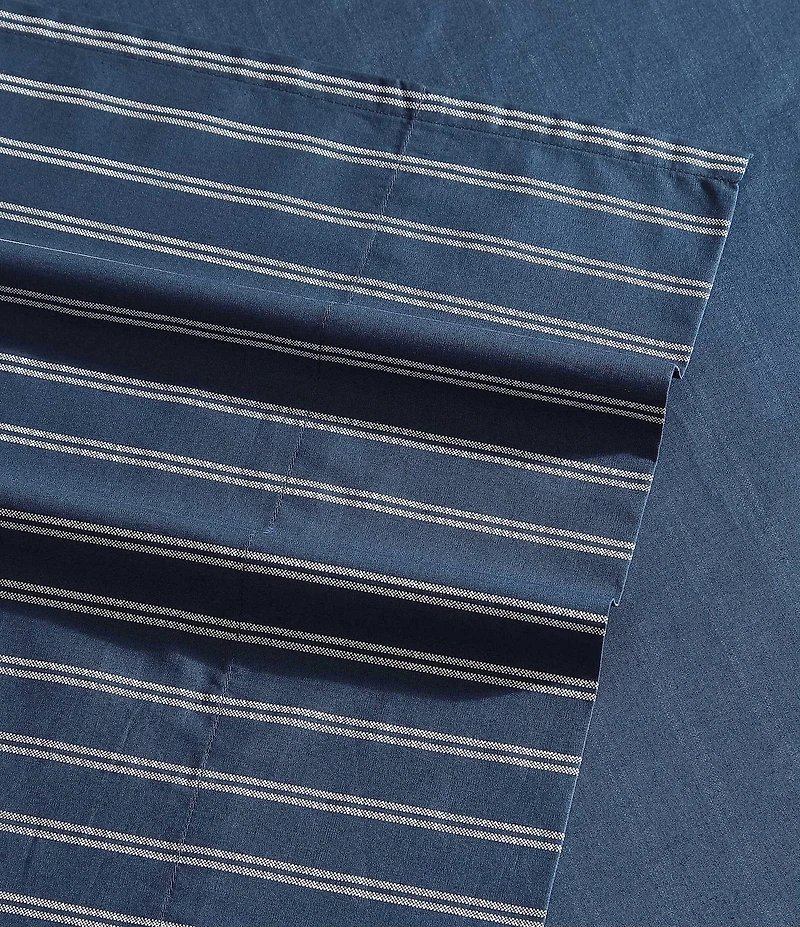 Nautica Richmond Stripe Blue Cotton Percale Sheet Set