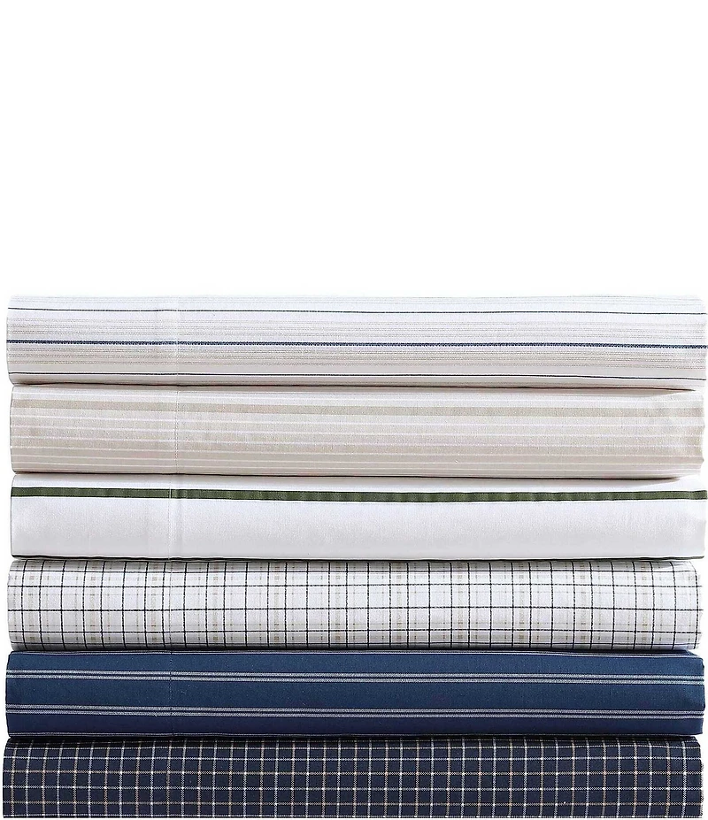 Nautica Richmond Stripe Blue Cotton Percale Sheet Set