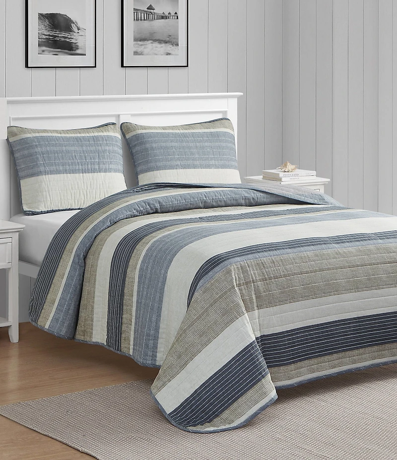 Nautica Ridgeport Striped Cotton Reversible Quilt Mini Set