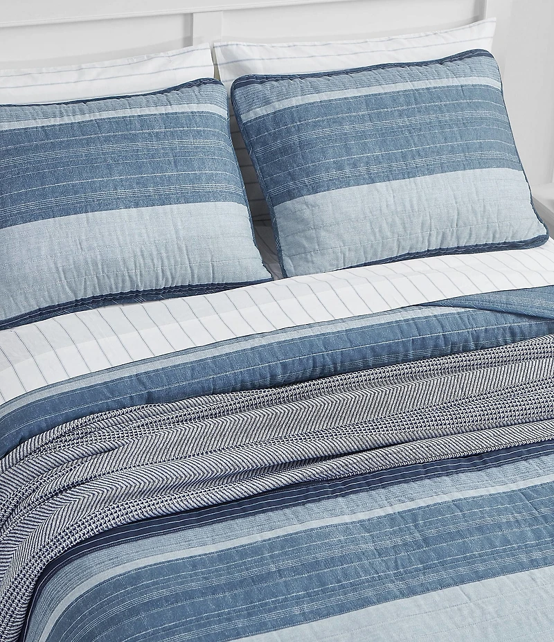 Nautica Ridgeport Striped Cotton Reversible Quilt Mini Set