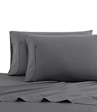 Nautica Solid Grey Cotton Percale Sheet Set