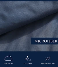Nautica Solid Navy Brushed Microfiber Reversible Comforter And Bonus Set