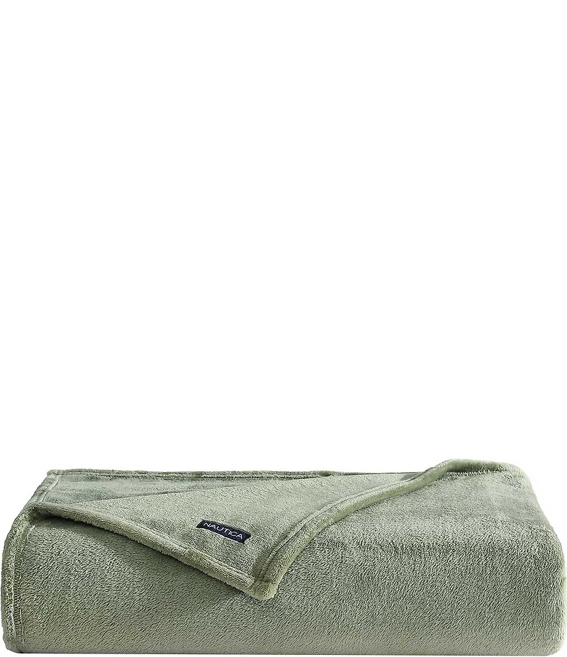 Nautica Solid Ultra Soft Plush Fleece Bed Blanket