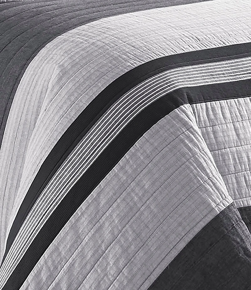 Nautica Vessey Black and Grey Stripe Quilt