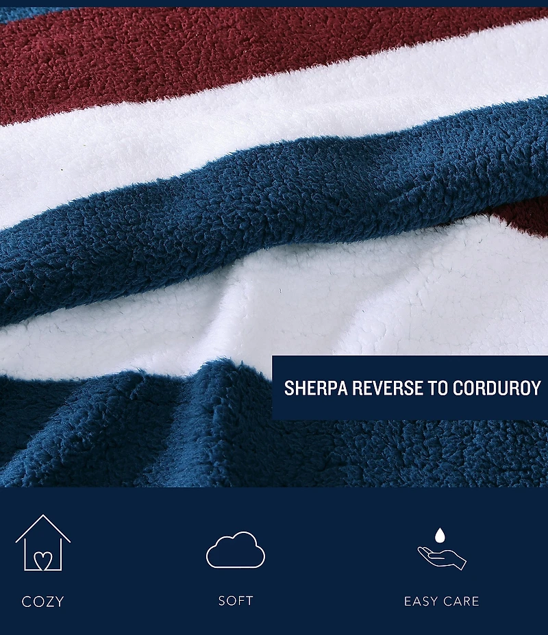 Nautica Wilton Sherpa Ultra Soft Sherpa Throw Blanket