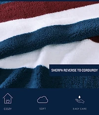 Nautica Wilton Sherpa Ultra Soft Sherpa Throw Blanket
