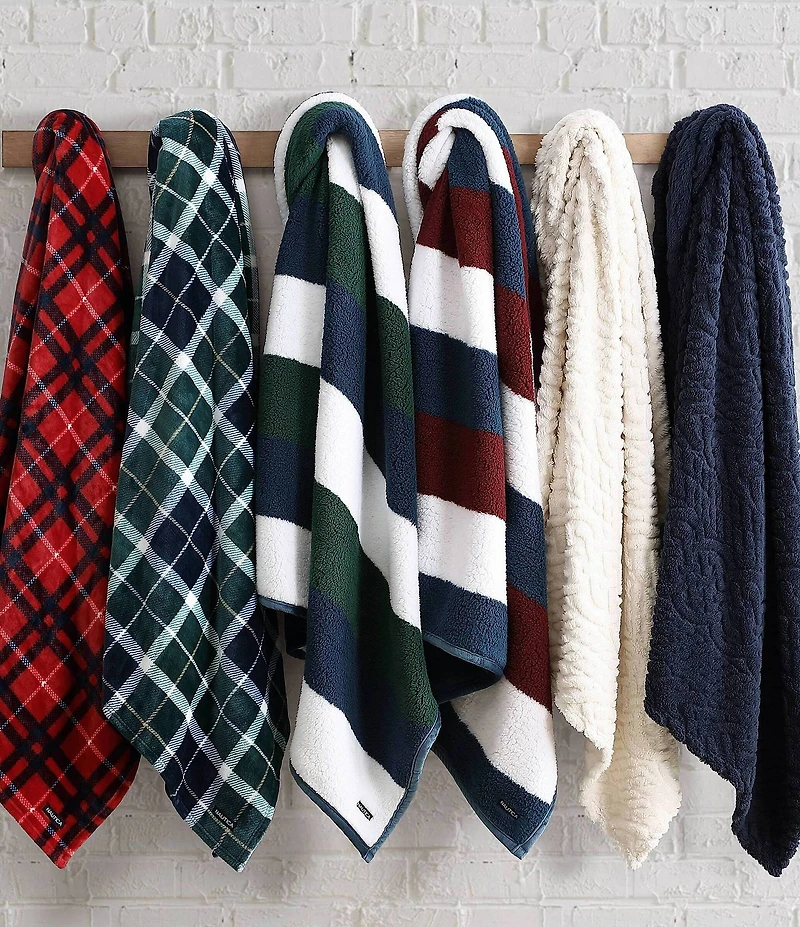 Nautica Wilton Sherpa Ultra Soft Sherpa Throw Blanket