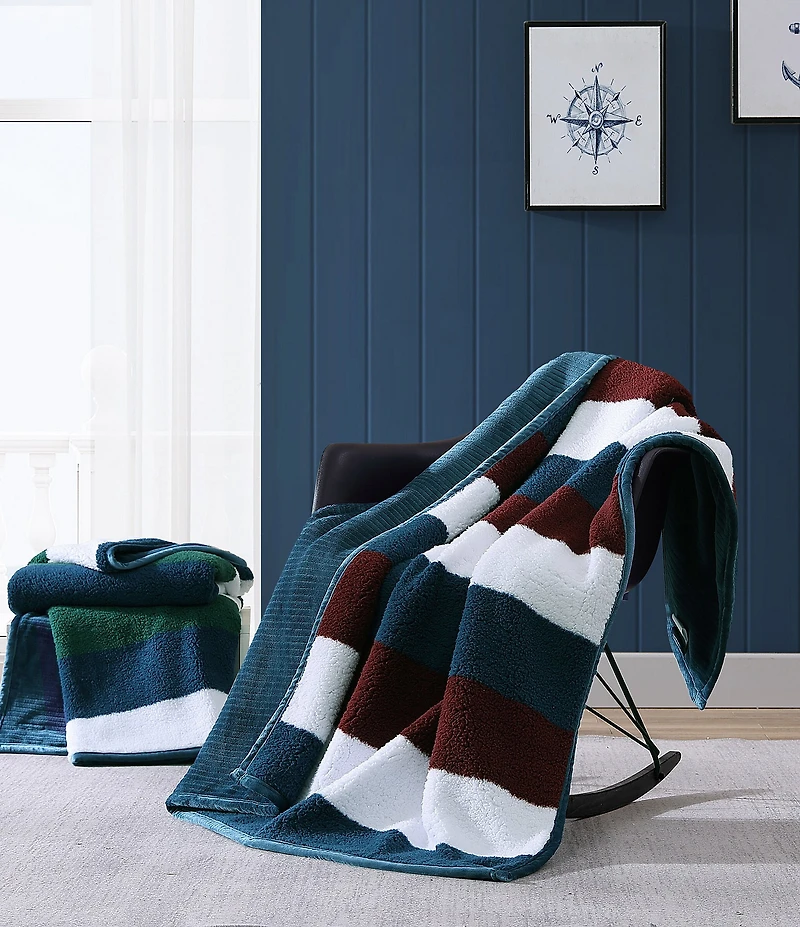 Nautica Wilton Sherpa Ultra Soft Sherpa Throw Blanket