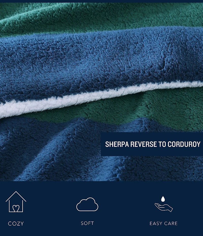 Nautica Wilton Sherpa Ultra Soft Sherpa Throw Blanket