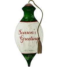 Ne' Qwa Art Cardinal on Wreath Hand Painted Blown Glass Ornament