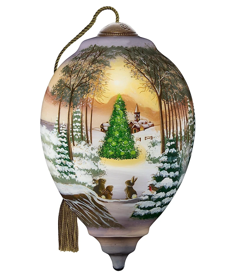 Ne' Qwa Art 2025 A Heartwarming Winter Night Hand Painted Blown Glass Ornament