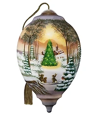 Ne' Qwa Art 2025 A Heartwarming Winter Night Hand Painted Blown Glass Ornament