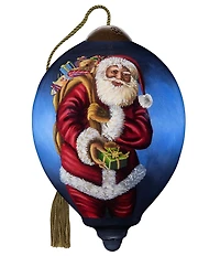 Ne' Qwa Art 2025 African American Santa with Gifts Hand Painted Blown Glass Ornament
