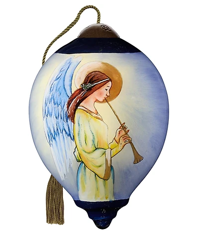 Ne' Qwa Art 2025 Angel with Trumpet Hand Painted Blown Glass Ornament