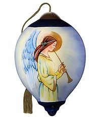 Ne' Qwa Art 2025 Angel with Trumpet Hand Painted Blown Glass Ornament