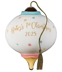 Ne' Qwa Art 2025 Baby's 1st Christmas with Animals Hand Painted Blown Glass Ornament