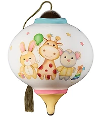 Ne' Qwa Art 2025 Baby's 1st Christmas with Animals Hand Painted Blown Glass Ornament