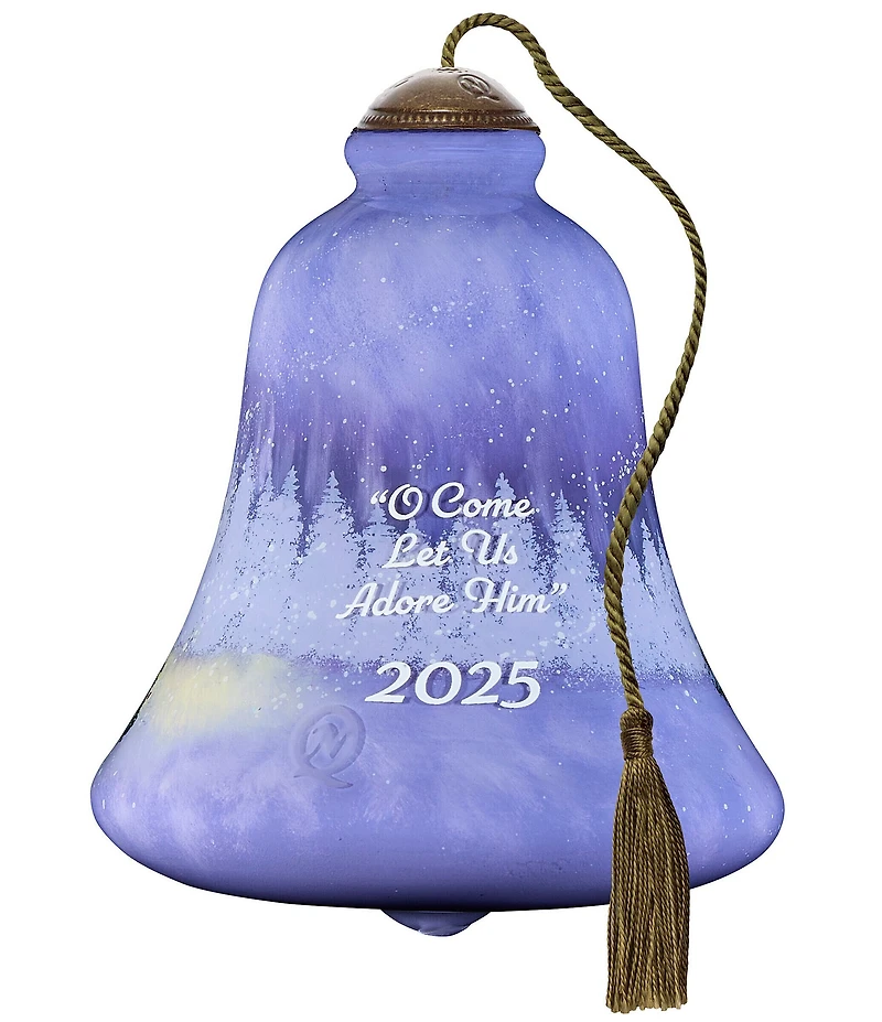 Ne' Qwa Art 2025 Church with Choir Bell Hand Painted Blown Glass Ornament