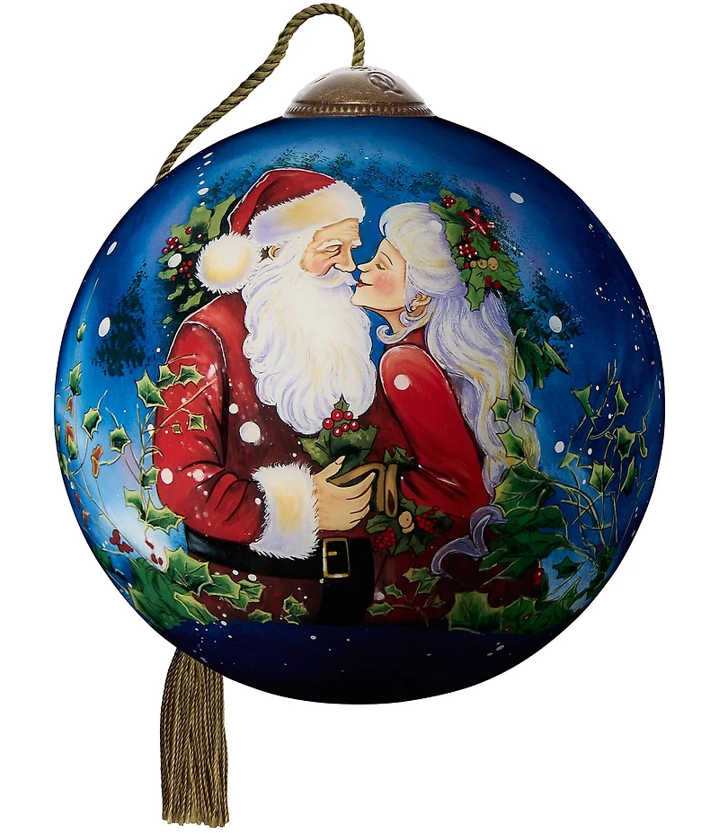 Ne' Qwa Art 2025 Merry Kiss-mas Hand Painted Blown Glass Ornament
