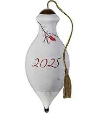 Ne' Qwa Art 2025 Santa with Gifts and Cardinals Hand-Painted Blown Glass Ornament