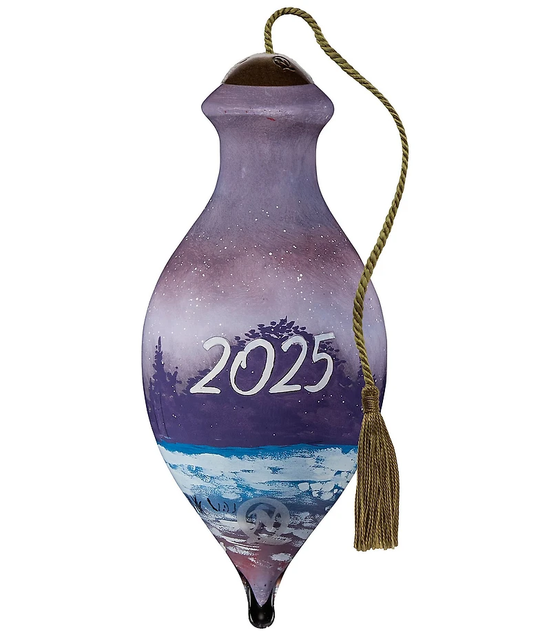 Ne' Qwa Art 2025 Santa with Snowman Hand Painted Blown Glass Ornament