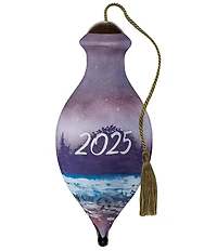 Ne' Qwa Art 2025 Santa with Snowman Hand Painted Blown Glass Ornament