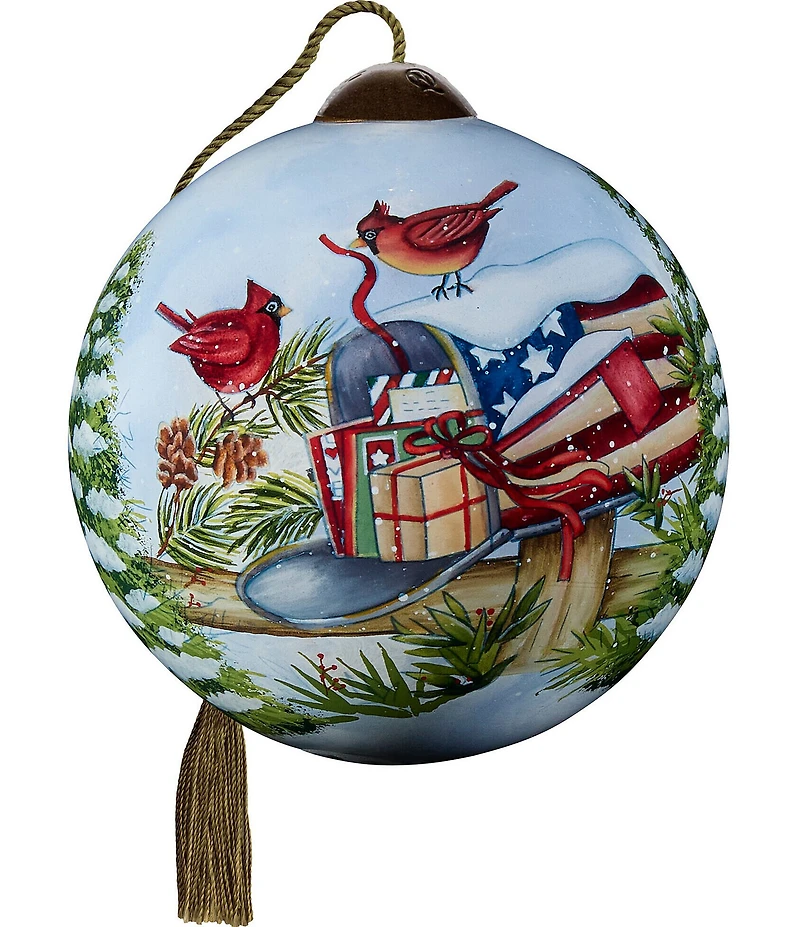 Ne' Qwa Art 2025 Wings of Winter Cheer Hand Painted Blown Glass Ornament